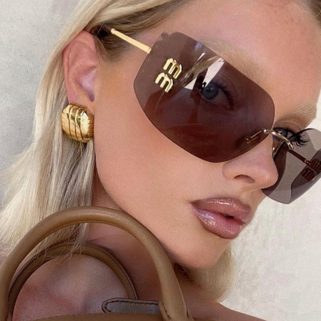 Designer Sunglasses for womens sunglasses men sunglass woman rimless frame mirror cat eye shades luxury sun glasses for women Y2K spicy girl gift High quality