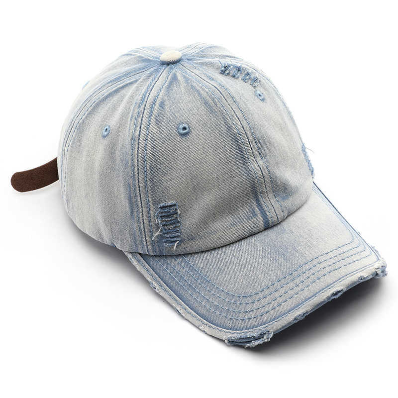 Womens Unique Washed Denim Solid Color Baseball Cap Outdoor Mens Sun Protection Visor Cap H251020