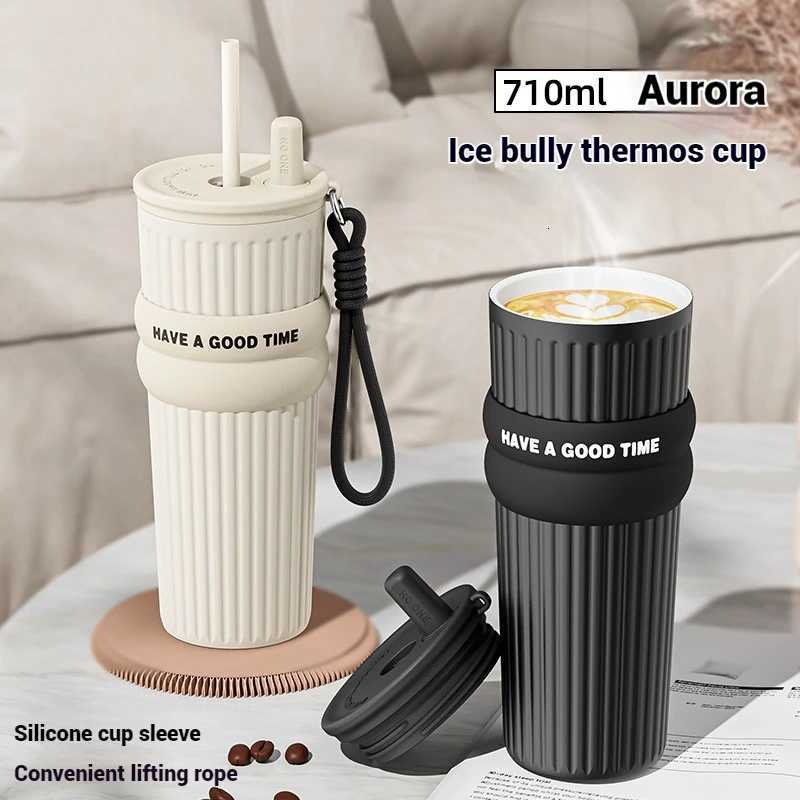 2025 New In Stock Large Capacity Simple And Convenient Straw Insated Cup Off Coffee Cup Portable Accpanying Car Cup Y251021