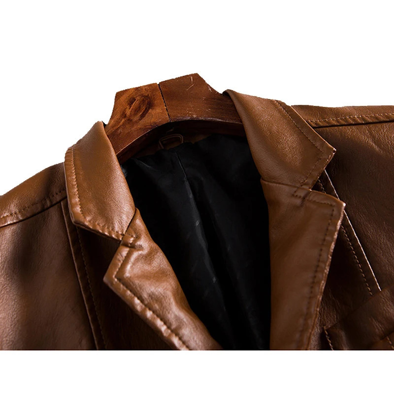 Faux Leather Suit Jacket Men Slim Fit Short Coat Spring Autumn Fashion Streetwear Casual Blazer Jackets Male Outerwear MY164 251018