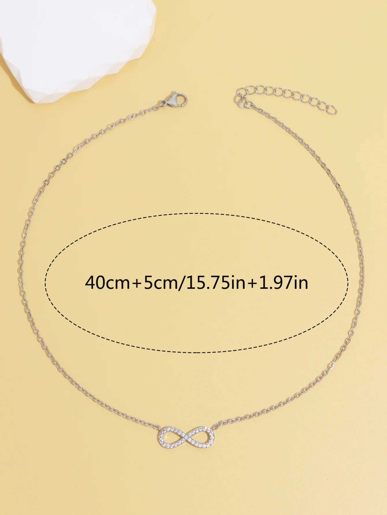 Fashion Simple Stainless Steel Infinity Pendant Necklace for Women Classic Lucky Zircon Love You Forever Jewelry Birthday Gift XJ250717
