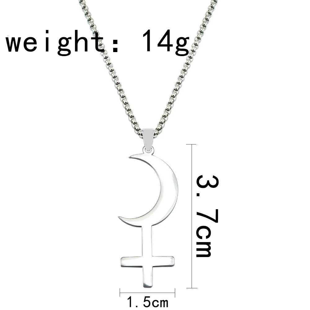 Silver Color Moon Cross Lilith Symbol Pendants Necklace For Women Stainless Steel Charms Astrological Symbol Sign Amulet JewelryXJ251018