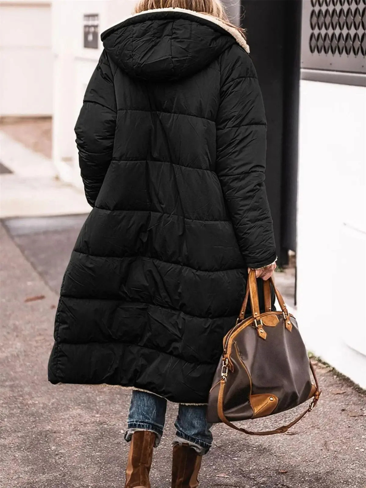 Winter Hooded Quilted Jacket For Women Solid Reversible Long Sleeve Thick Coat Warm Fashion Outerwear Casual Puffer Coats 251021