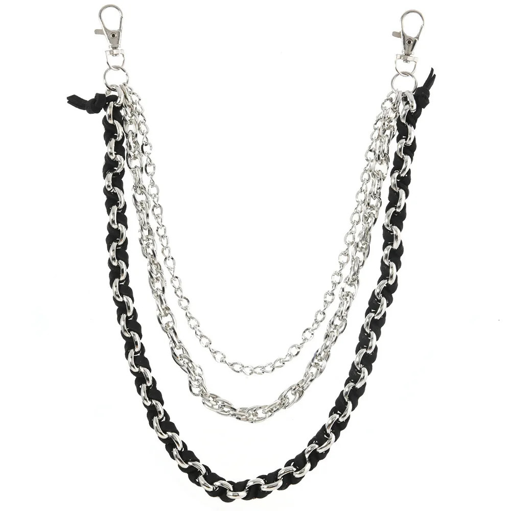 Hand woven rope Punk Style Pants chain multilayer Metal Chain jeans decoration 251021