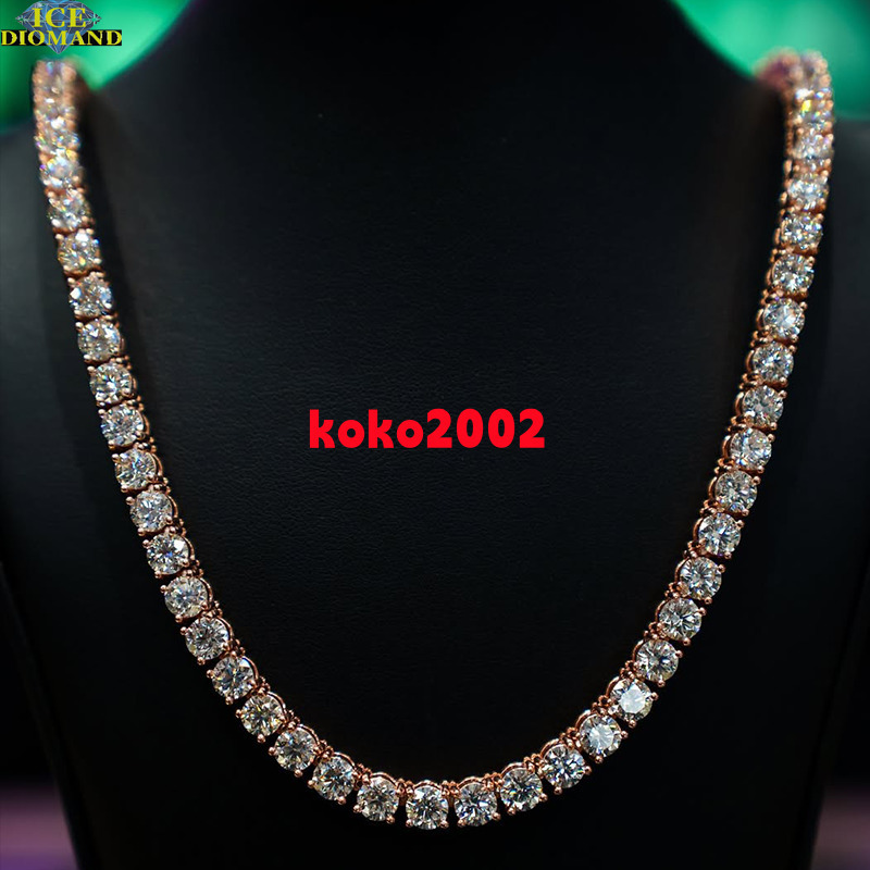 6MM VVS Moissanite Diamond Tennis Chain Necklace 925 Sterling Silver Iced Hip Hop Style Factory Wholesale Price for Men Women