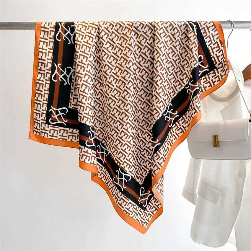 9090cm Silk Scarves Wen Square Satin Hijab Scarf Handkerchi Shawls Wraps Scarf Fa band Foard Bandana EcharpeW251021