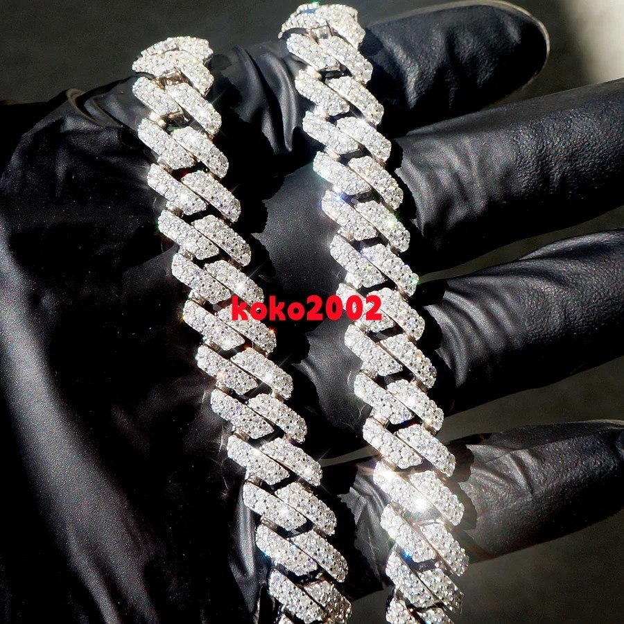 VVS Moissanite Brilliant Cut Diamond Cuban Chain High Quality 14k Gold Diamond Stainless Steel Fine Jewelry Chain for Men