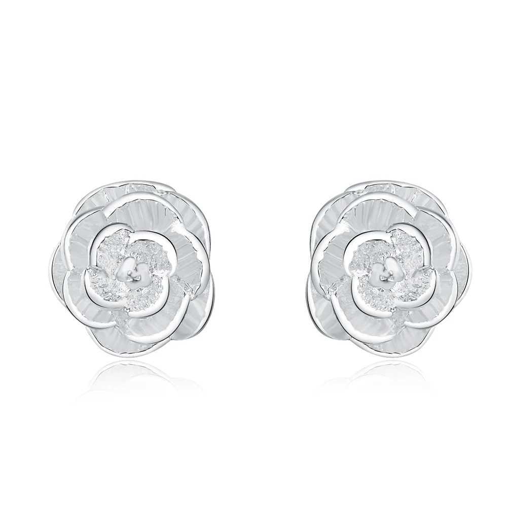 Luxcury Chic Feminine 925 Sterling Silver Floral Design Earring Set with a Touch of Class