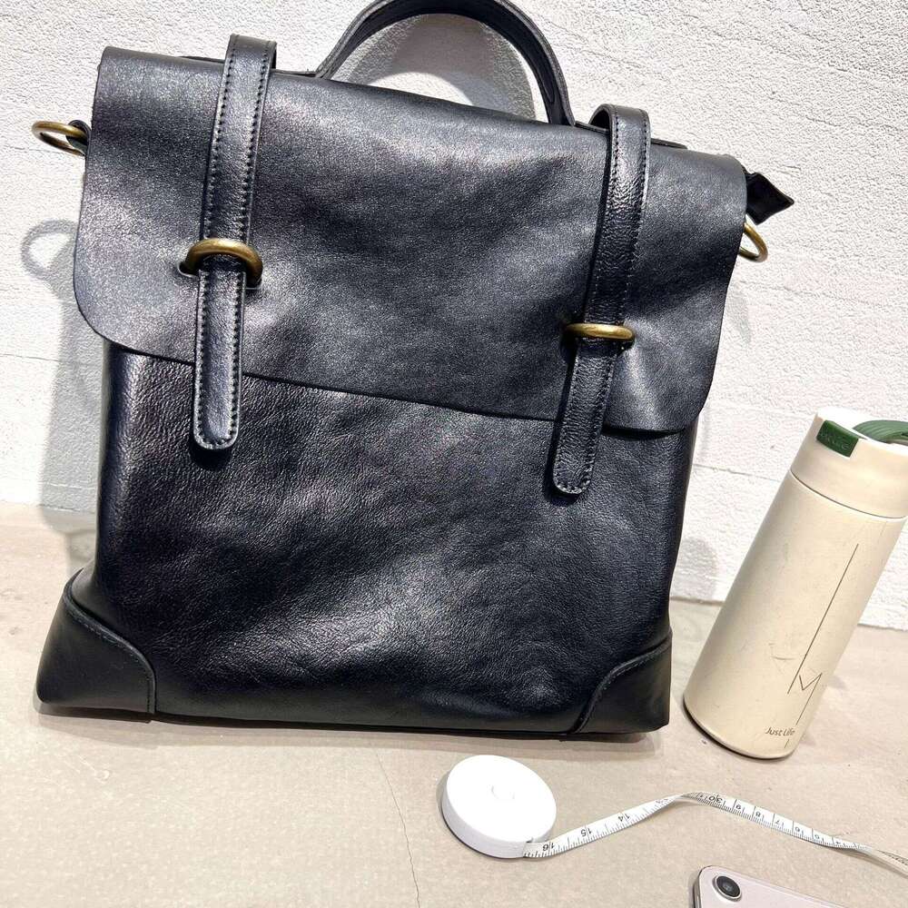 Genuine Leather Vegetable Tanned Top Layer Cowhide Three Way Handbag Shoulder Unisex Backpack Crossbody Bag High Quality