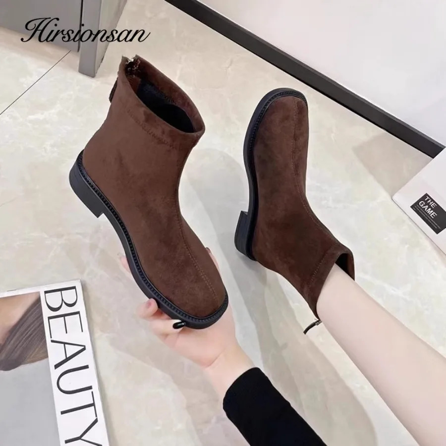 Hirsionsan Autumn Winter Women Ankle Boots Platform Zip Up Casual Shoes Retro Oxfords Female Waterproof Thick Boots Footwear 251021