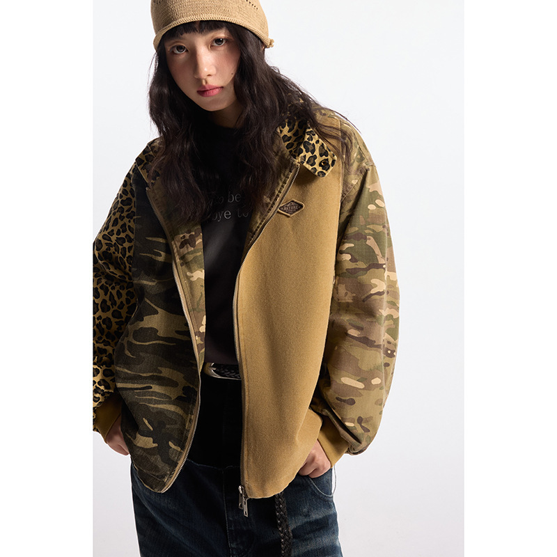 2025 American designer retro leopard print design luxury pants fashion hooded sweatshirt autumn and winter new women's hip-hop camouflage color b