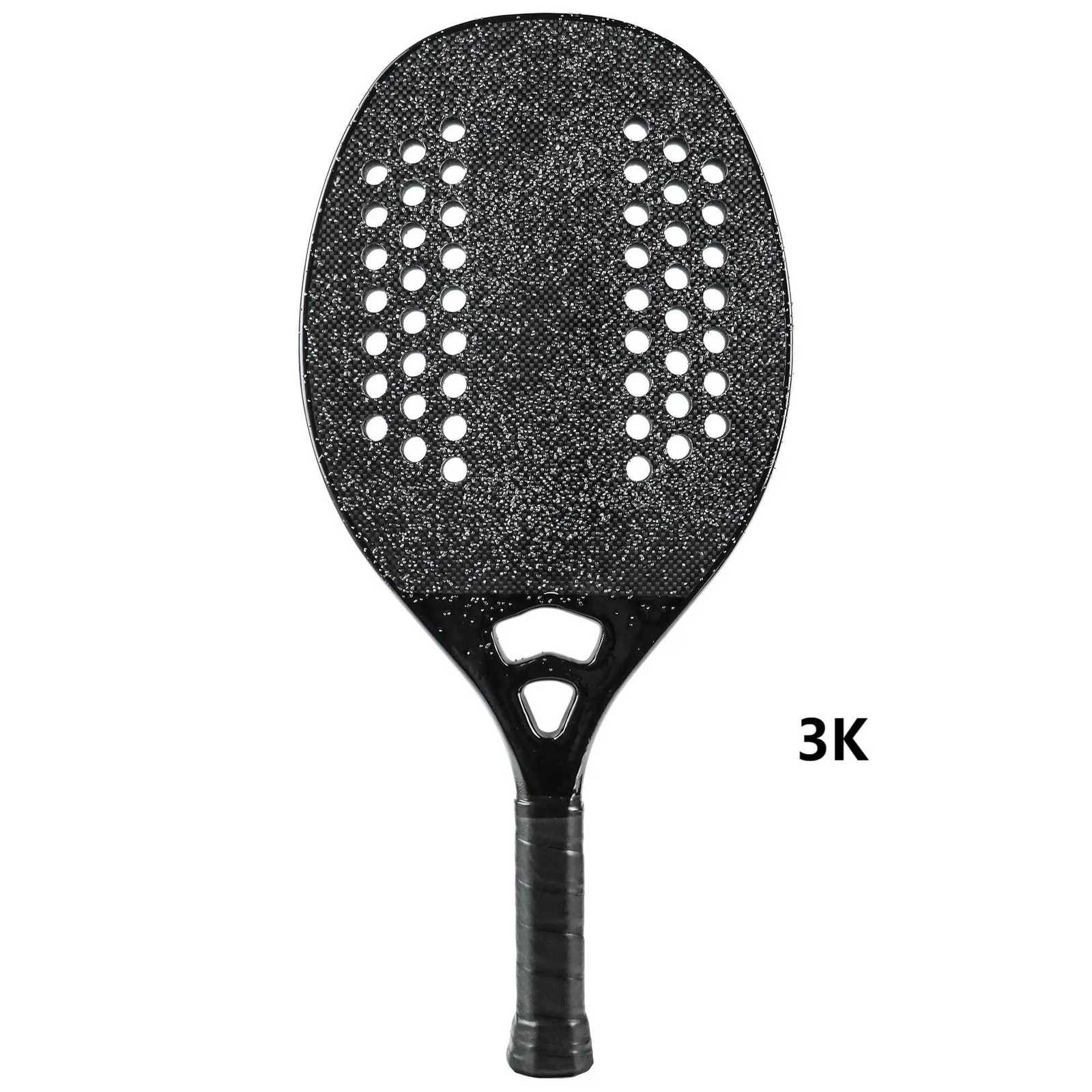 Black Basic Beach Tennis Racket 3K2KKE Carbon Fiber Grit Face For A Stable Outdoor Control Performance Suitable For Beginner W251021