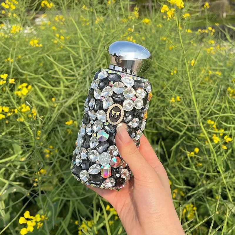 Portable Travel Vacuum Water Bottle Mini Pocket Cup Sparkling Rhinestone Stainless Steel Insated Cup With g Y251021