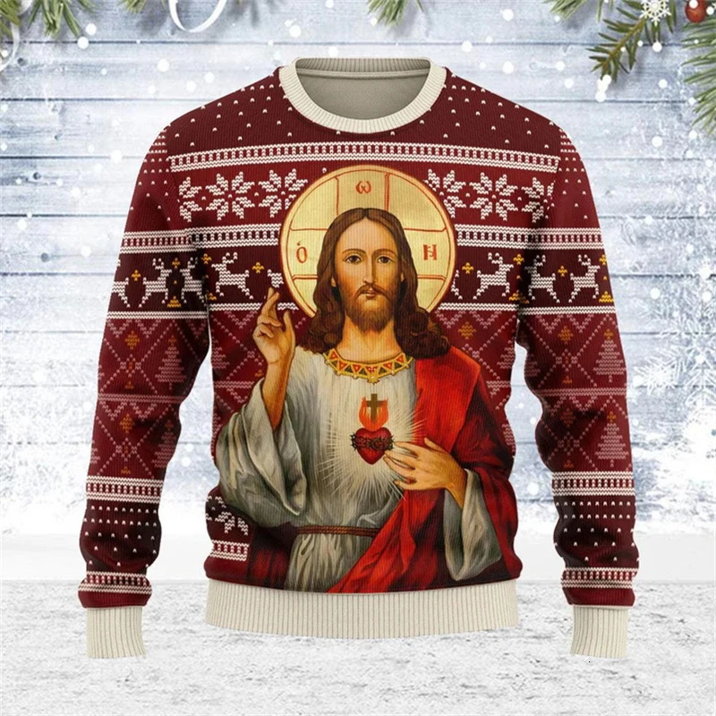 Men Women ugly christmas Sweatshirt Jesus Sweater 3D Printed the Orthodox graphic Sweaters Tops unisex clothing drop251020