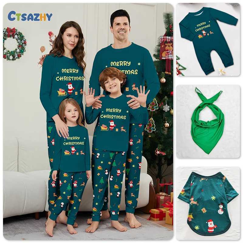 Merry Christmas Cartoon Pattern Mom Dad Kids Matching Pajamas Set 2 Pieces Suit Baby Romper Soft Loose Xmas Family Look Pyjamas L251021E4ND