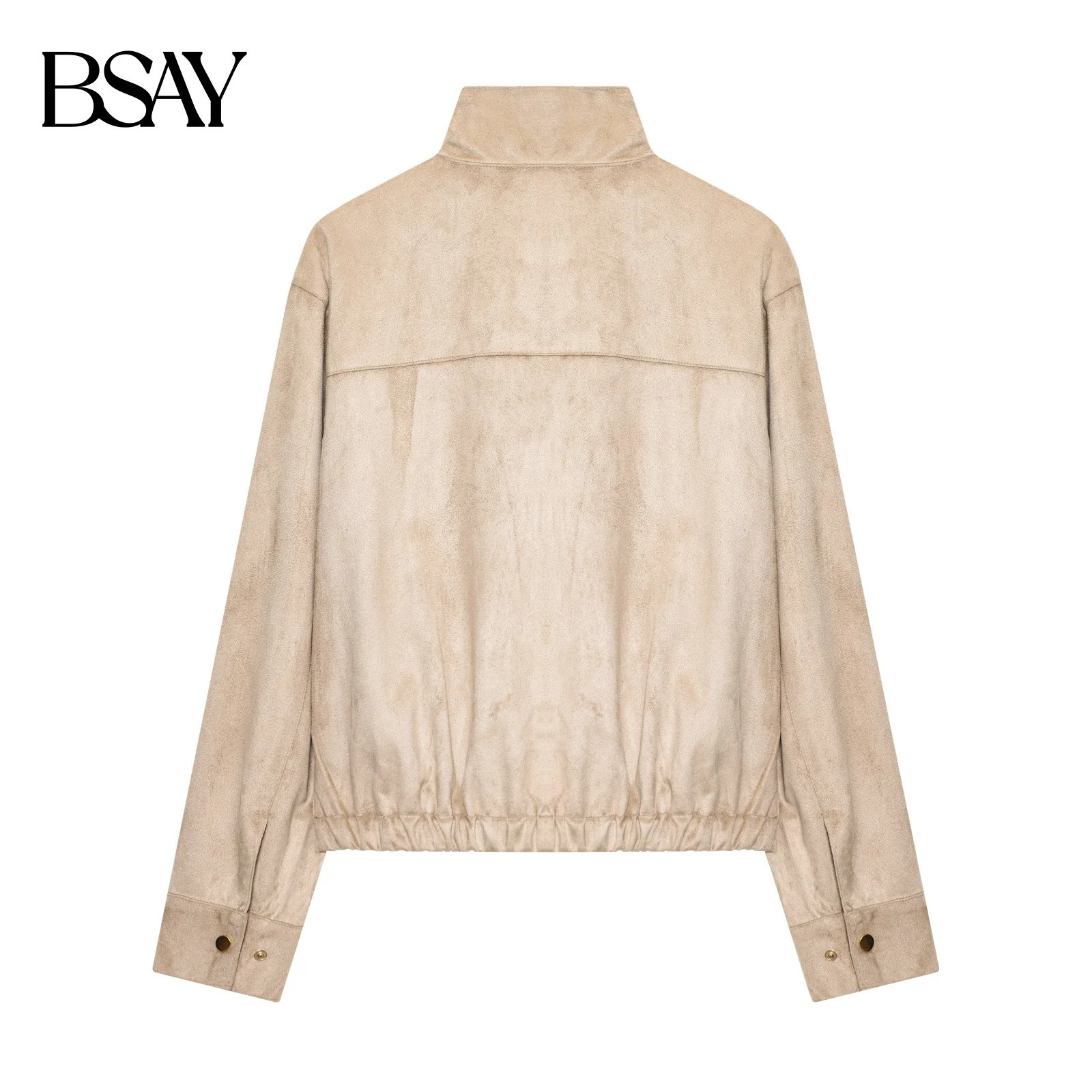 BSAY Autumn Product Womens Retro Fashion Casual Stand up Collar Button Zipper Waist Jacket Coat 251021