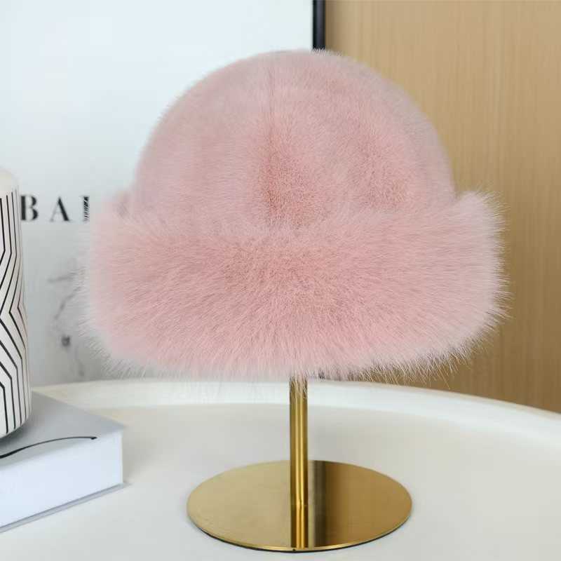 2025 New Label Hat for Women Thickened and Warm for Autumn and Winter Ear Protection Imitation Mink Fur Plush H251020