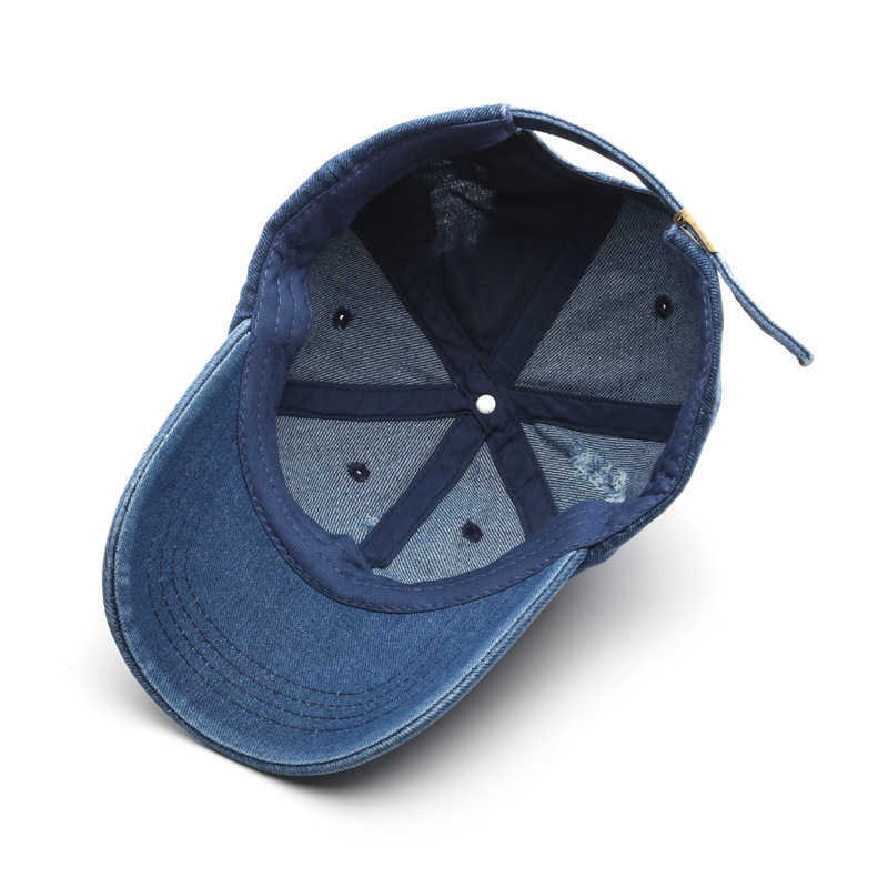Fashion Distressed Washed Denim Baseball Cap Outdoor Street Style Mens Sun Protection Visor Cap H251020 7IHI