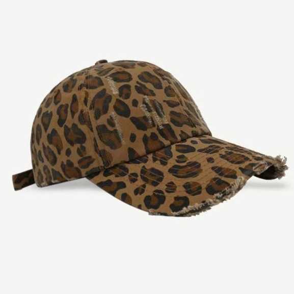 Sweet Cool Street Style Leopard Print Baseball Cap for Women Trendy Fashionable Vintage Wide Brim Baseball Cap Makes Look Smaller H251020