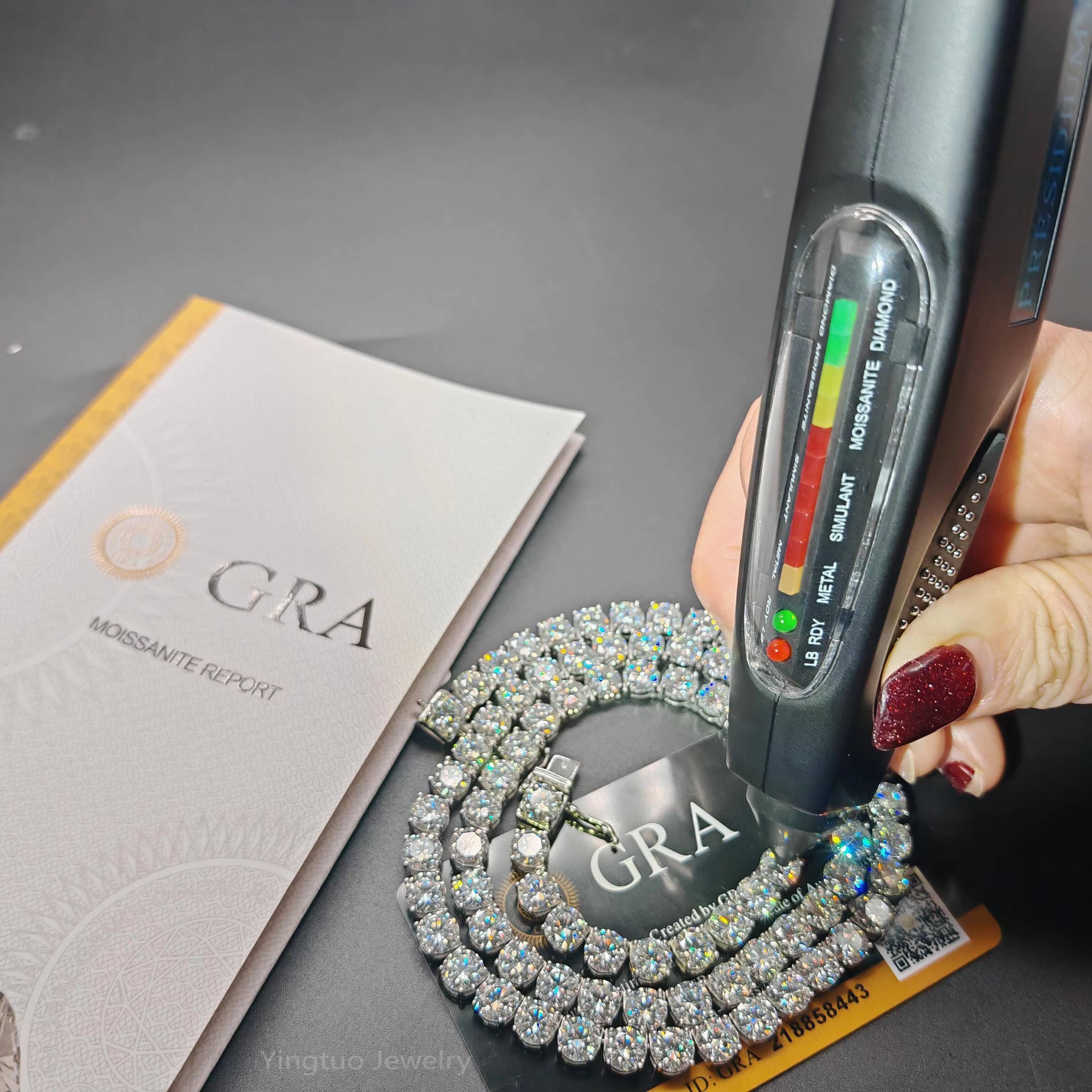 Hot Sell Ice Cut D Color VVS Moissanite Tennis Chain Necklace Bracelet 925 Sterling Silver Moissanite Chain