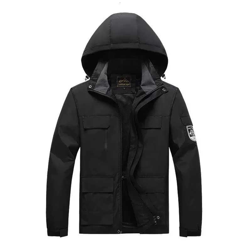 Spring and Autumn Fashionable Trendy Waterproof Warm Hooded Work JaCKet Mens Casual Loose Sports Large Size CoatL251021