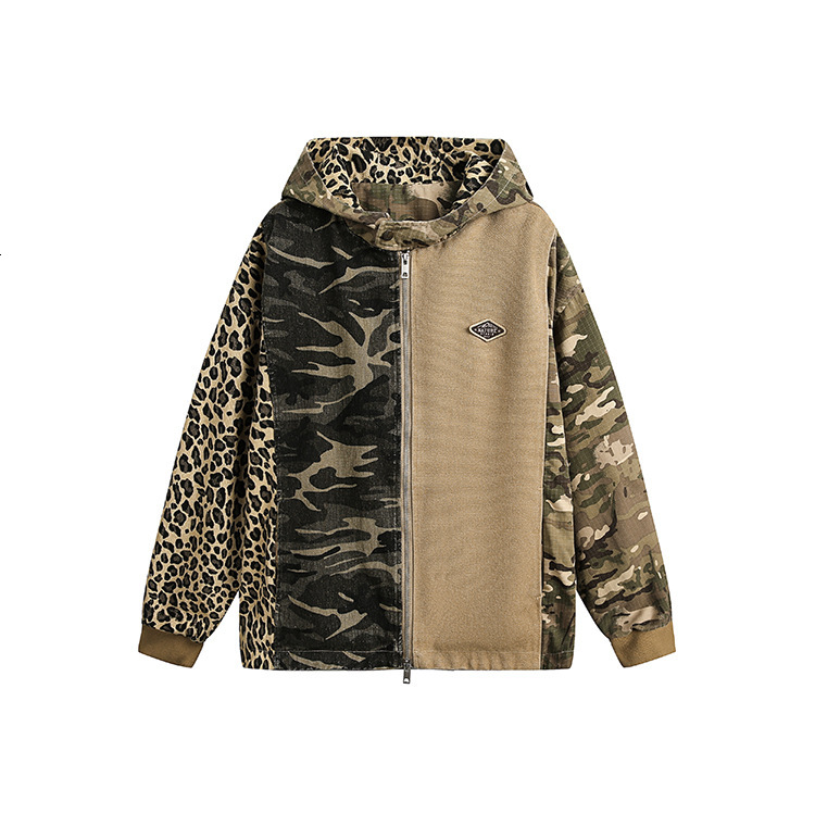 2025 American designer retro leopard print design luxury pants fashion hooded sweatshirt autumn and winter new women's hip-hop camouflage color b