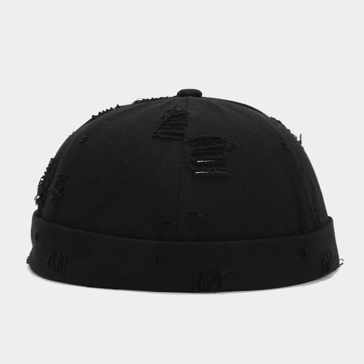 New Solid Color Frayed Edge Distressed Landlord Hat Mens Personality Hiphop Brimless Yippie Hat Womens Skin Hat H251020