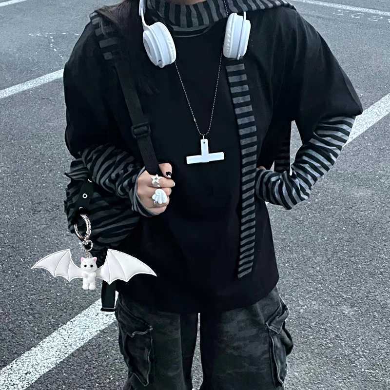 Halloween Punk Pu Bat Cat Keychain Anime Keychain Creative Keychain Alloy Metal Men Car Keyring Men Boy Gift Keychain W251021