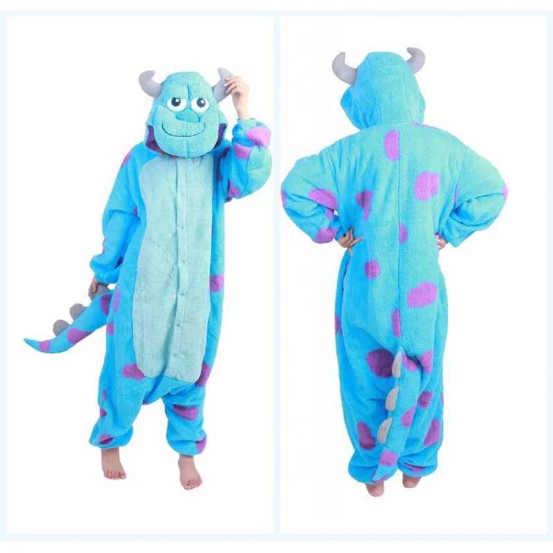 Pixar Sulley Monsters Inc Blue Furry Onesie Costume For Adults Couples Warm Plush Pajamas Halloween Christmas Gift L251021GWQB