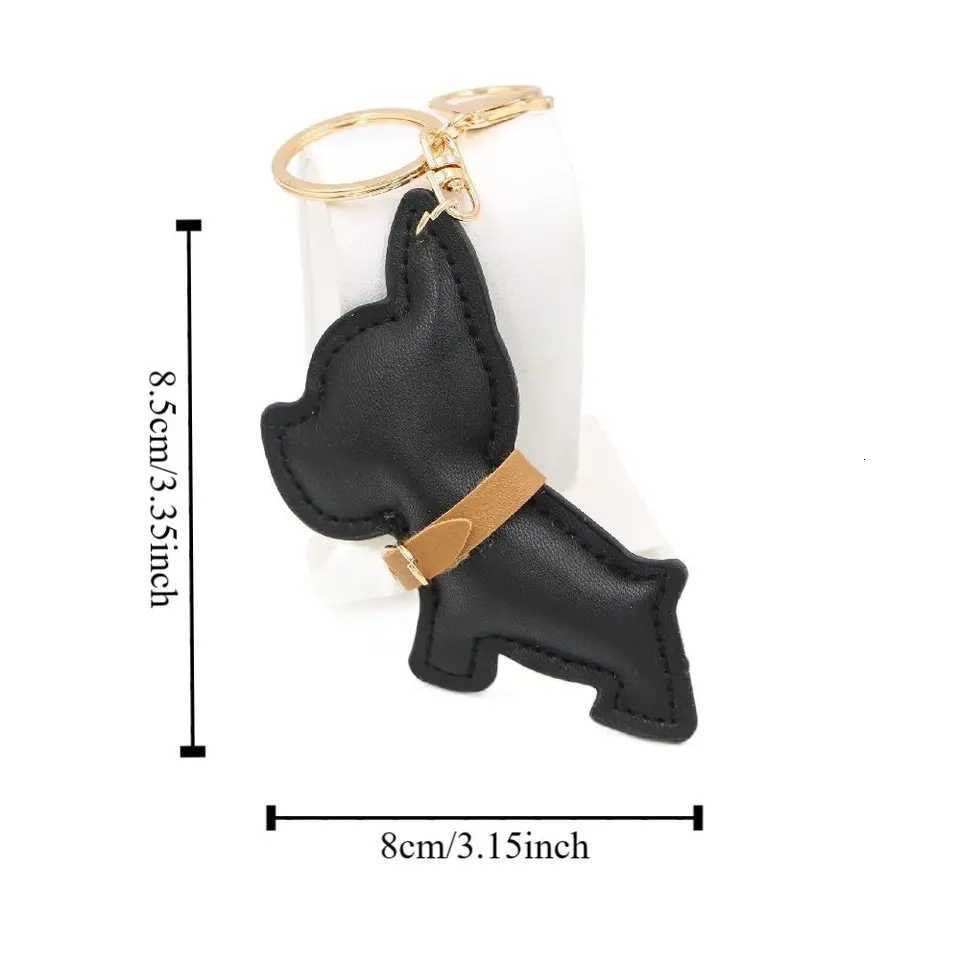 PU Leather Bulldog Keychain Cute Puppy Cartoon PU Leather Dog Hanger Fashion Animal Dog Bulldog Bag Pendant Backpack Decoration W251021