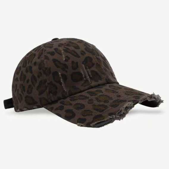 Sweet Cool Street Style Leopard Print Baseball Cap for Women Trendy Fashionable Vintage Wide Brim Baseball Cap Makes Look Smaller H251020
