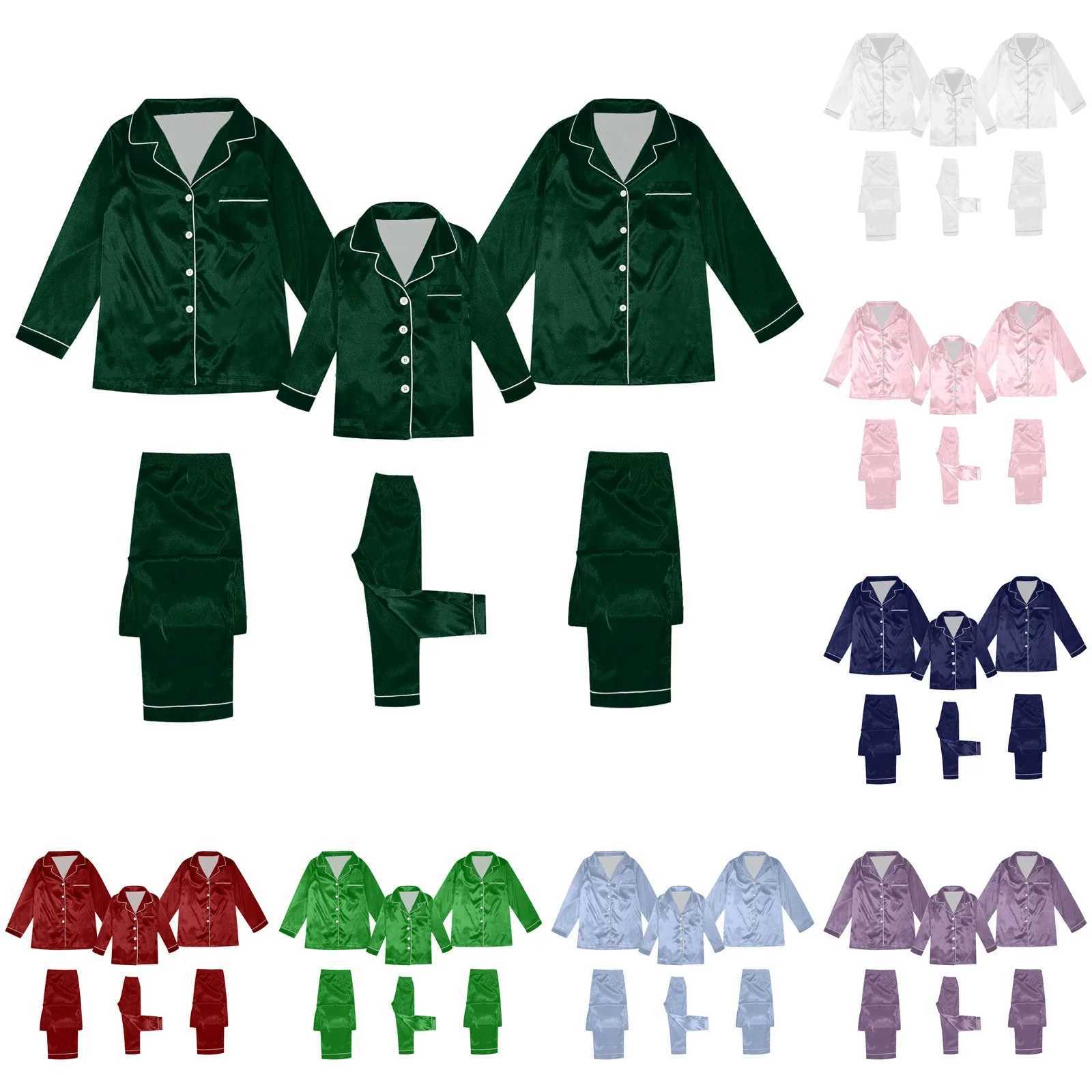 Children Pajamas Family Fashion Simple Style Button Up Shirt Pants Long Sleeve Loose Comfy Two Piece Suit Hundred Matching Cloth L251021W9Q6