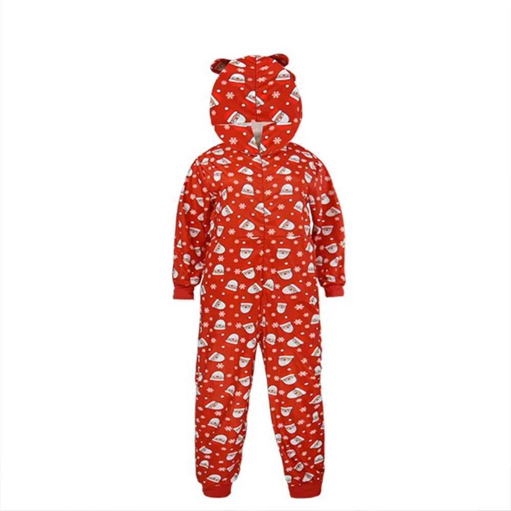 New Christmas Family Matching Pajamas Santa Print Hooded Zipper Jumpsuit Adults Kids Matching Clothes Onepiece Romper Xmas Look L25102175T3