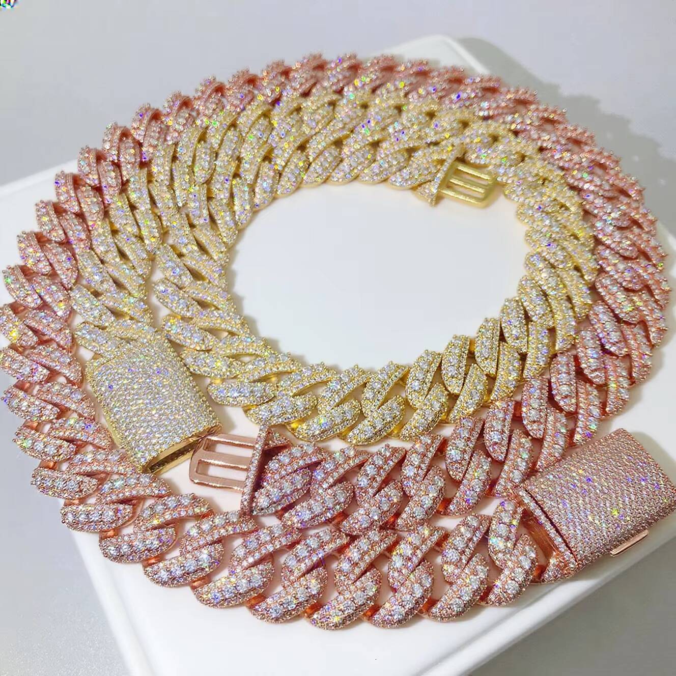 Custom 925 Sterling Silver Pass Diamond Test VVS Moissanite Iced Out 20mm Hip Hop Cuban Chain Link Bracelet Fine Jewelry Men