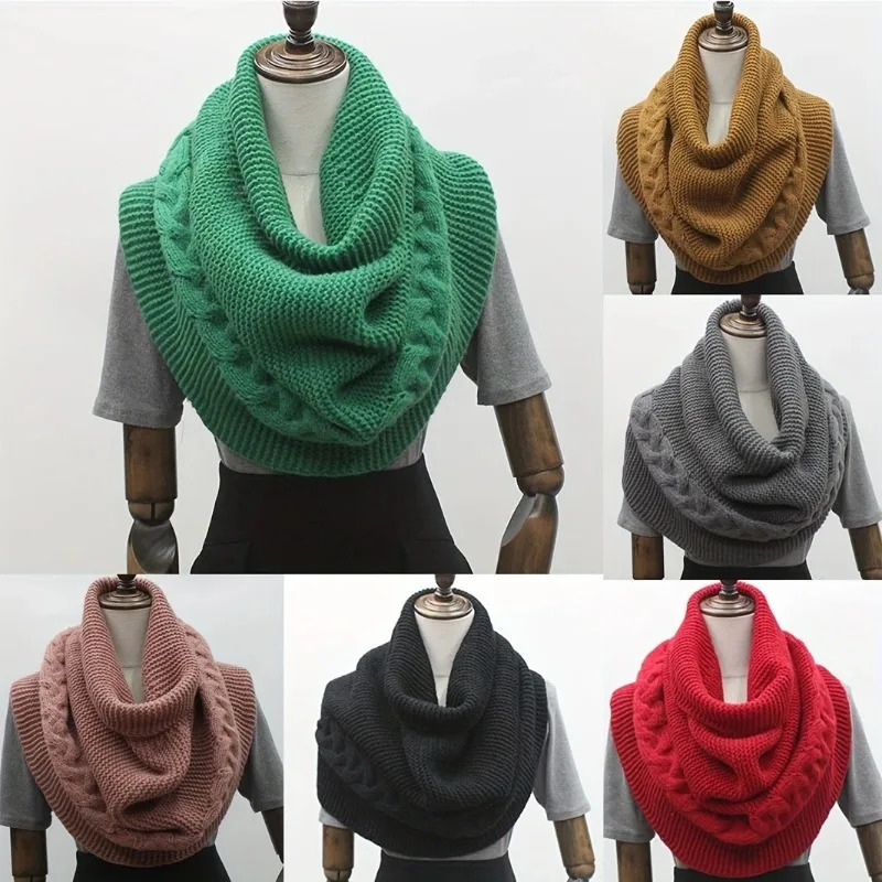 Fashion Solid Women Scarf Autumn Winter Korean Retro Warm Knitted Neckerchief Female Versatile Accessory Thermal Muffler Lady 251021