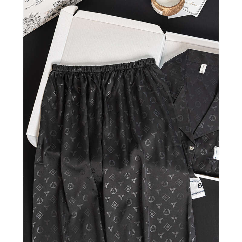 Jacquard Floral Light Luxury Women's Pajamas Spring and Autumn Ice Silk Long Sleeve Comfortable Homewear Set