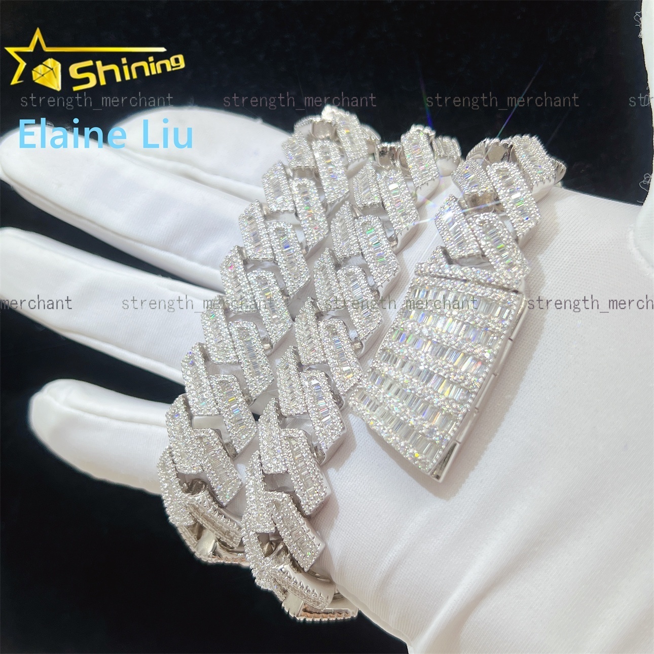 Sterling Silver 925 Pass Diamond Tester VVS Moissanite Necklace 18mm Hip Hop Iced Out Jewelry Miami Cuban Link Chain Necklace