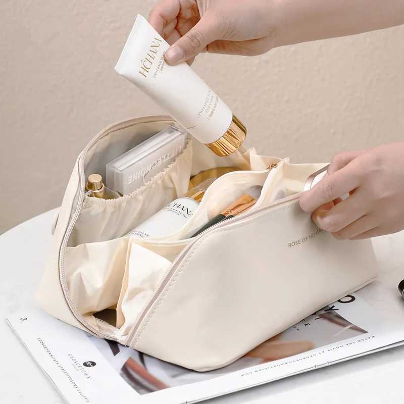 LargeCapacity Travel Cosmetic Bag Portable PU Makeup Pouch Women Waterproof Bathroom Wash Handbag Multifunctional Toiletry KitW251021