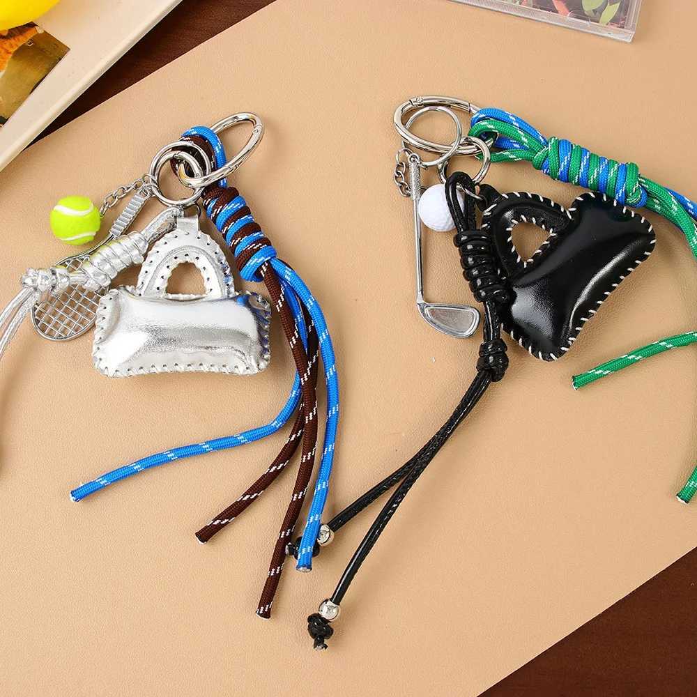INS Style PU Leather Little Bag Pendant Keychain Exquisite Bag Charm Woven Rope Tennis Racket Hanging Piece Trend AccessorieA316 W251021
