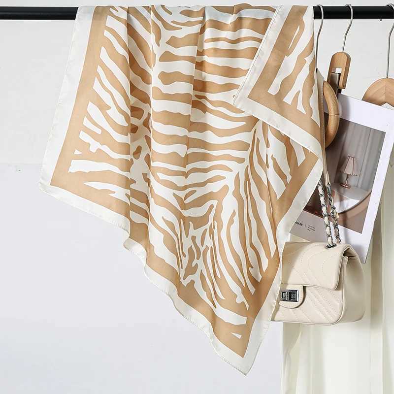 70CM New Leopard Print Square Scarf Womens Imitation Silk Scarf Casual Versatile Decoration Small Neck Scarf Hijab W251021