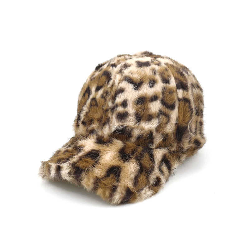 Autumn Winter Baseball Cap Leopard Print Fashion Plush Warm Duckbill Cap Casual Versatile Street Style Trendy Hat H251020