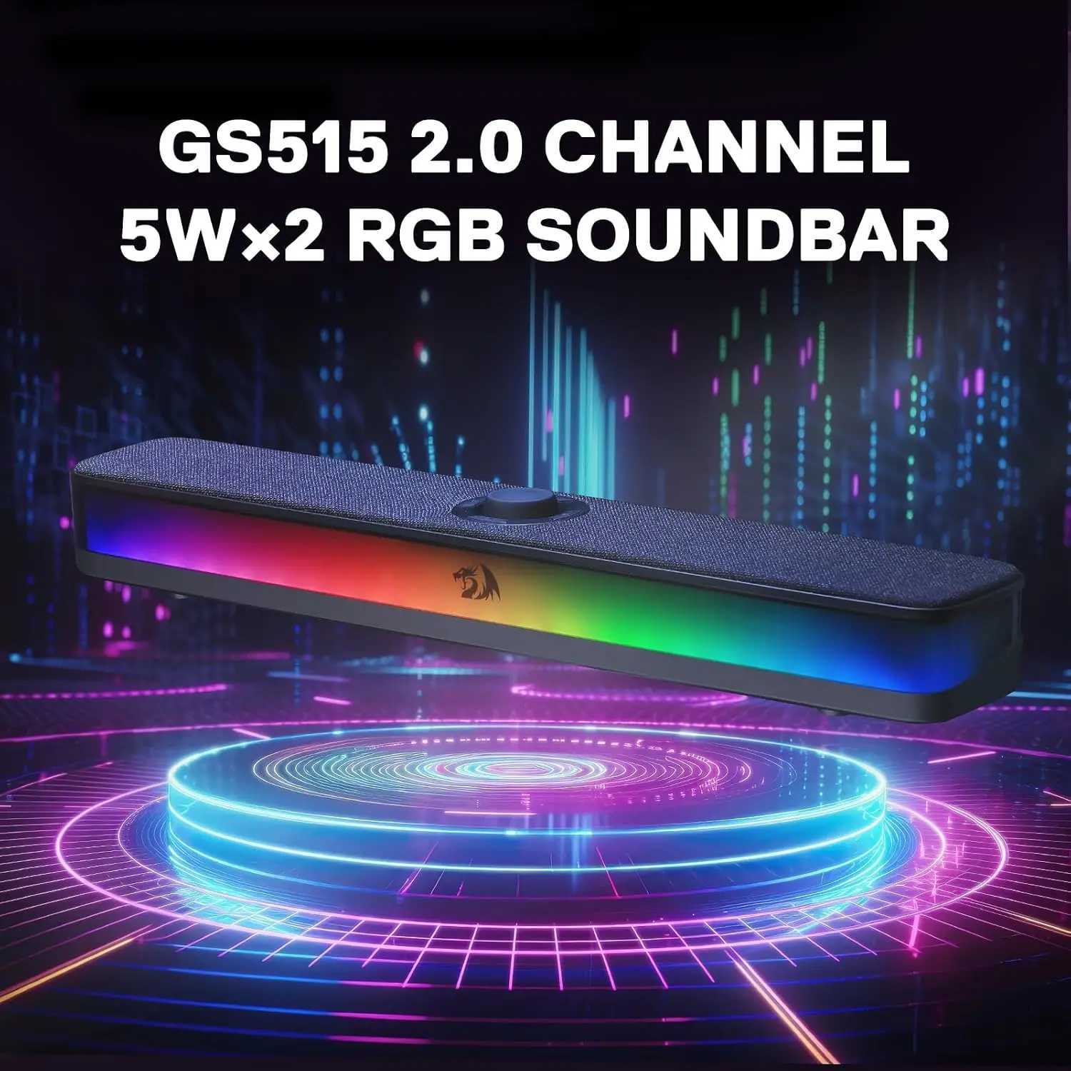 Redragon GS515 RGB Desktop Soundbar 20 Channel Stereo Computer Speakers for Desktop Bluetooth 53 USBCUSB Powered Black L202510211