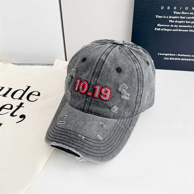 New Style Distressed Soft Top Washed Embroidered Letter Baseball Cap for Women Spring Summer Versatile Wide Brim Duckbill Cap for Women H251020