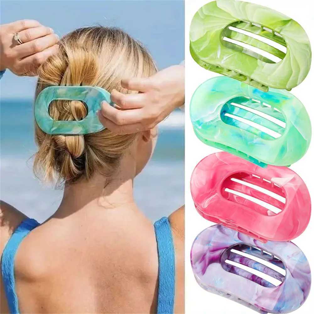 24Pcsset Large Duck Clip Gradient Elegant Marbled Plastic Hair Accessories for Everyday Formal Events Hair AccessoriesW254021