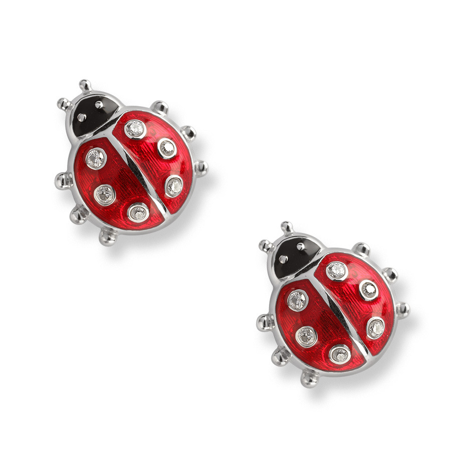 Designer earrings diamond earrings Retro pure silver enamel earrings for women colorful zircon seven star ladybug sweet and fashionable creativity fre