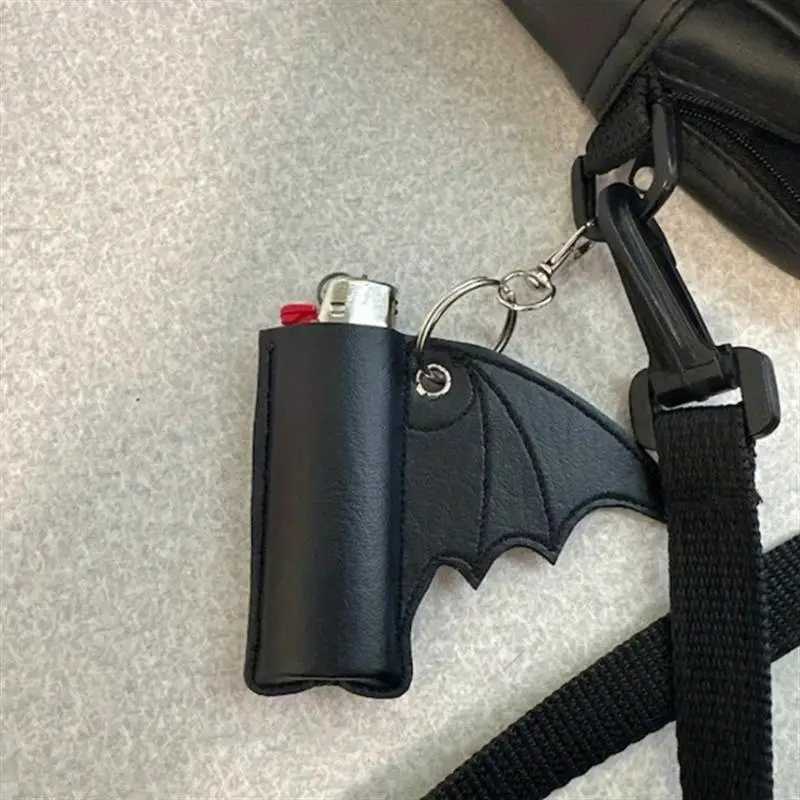 Bat Holder Lighter Case Keychain PU Leather Wing Design Punk Style Pendant Accessories Lighter Protective Leather Case W251021