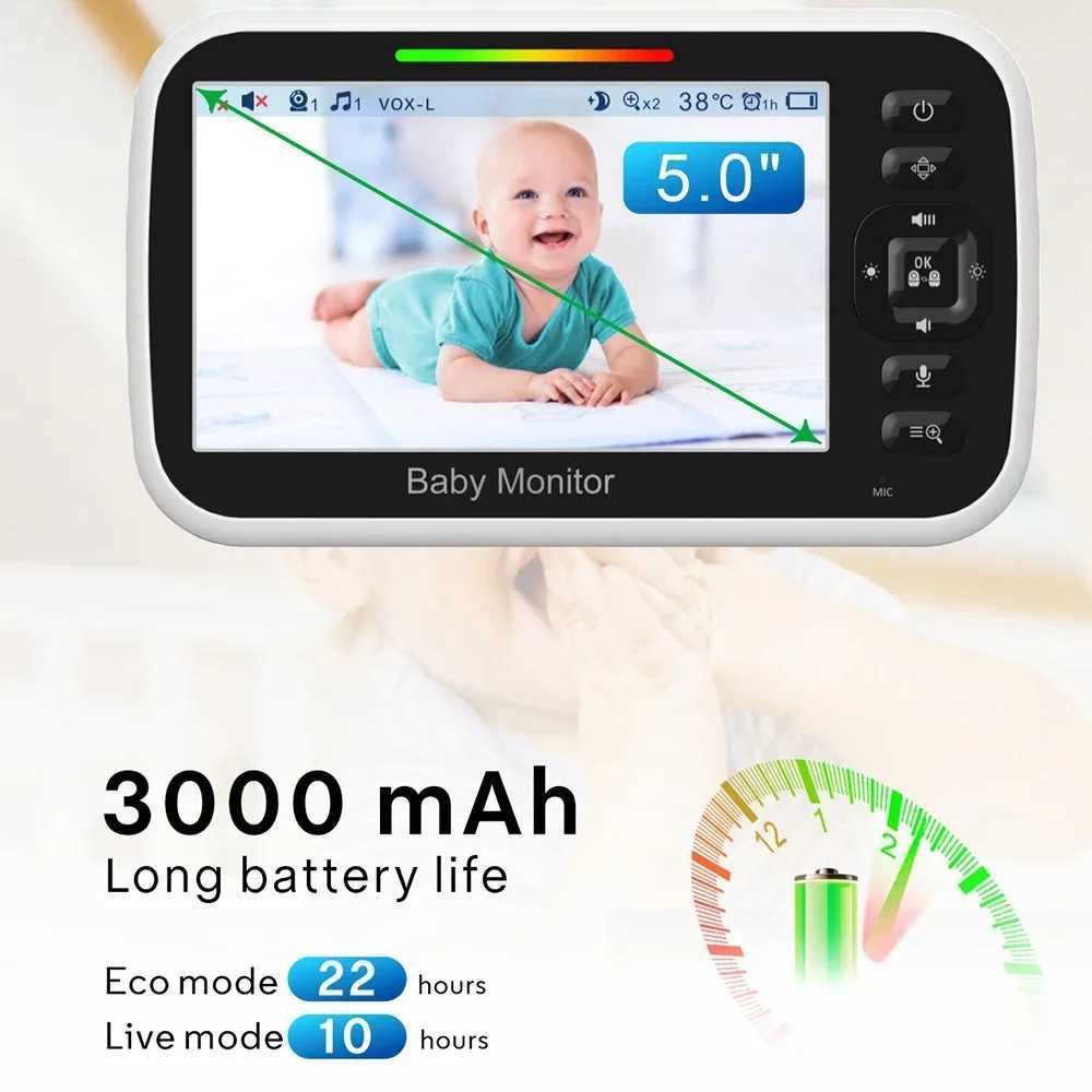 5 Inch Video Baby Monitor 4X Zoom PTZ Camera 22Hrs Battery TwoWay Audio Temperature Sensor Lullaby SM651 Electronic Babysitter J251121