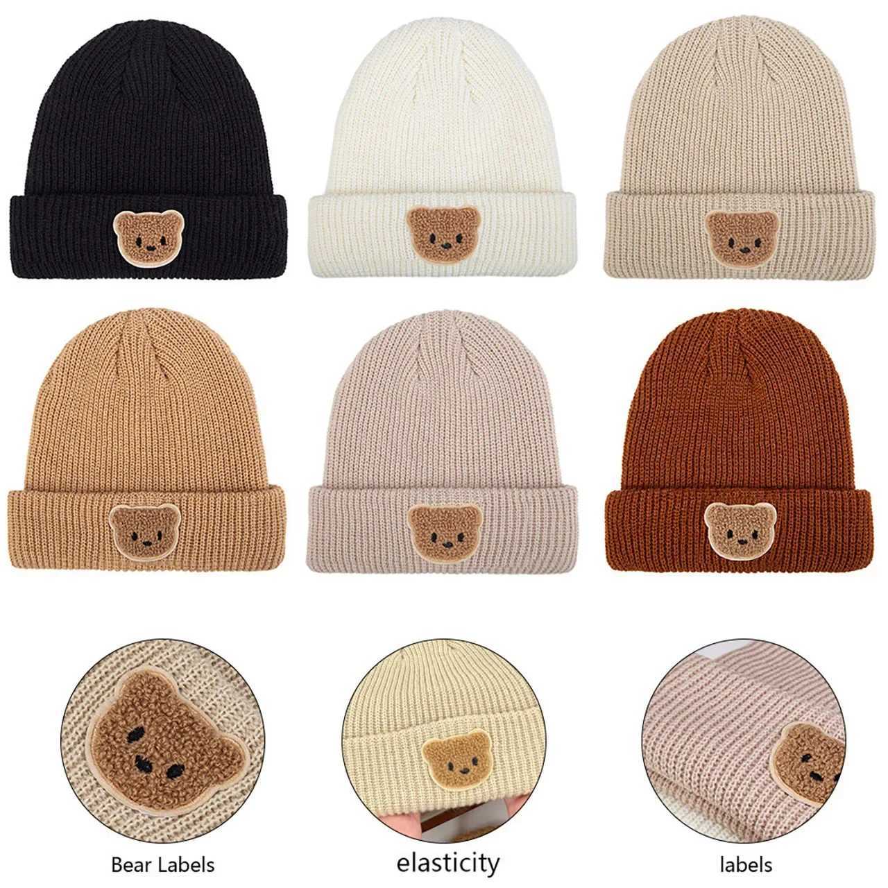 Winter Warm Knitted Baby Hat Cute Cartoon Bear Baby Girl Boy Ear Protection Cap Infant Toddler Pullover Cap Beanie J251021