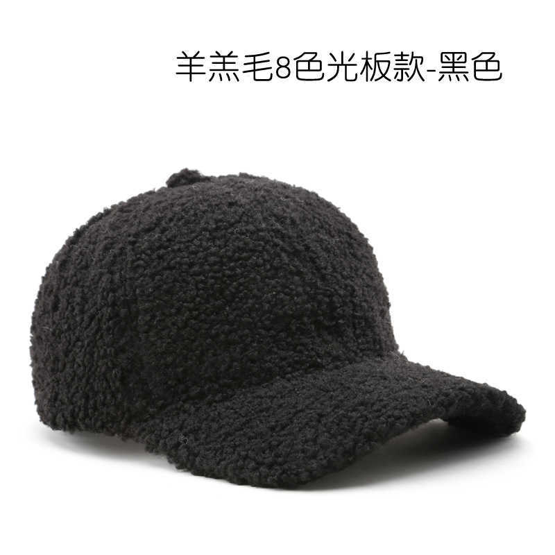 Fashion Solid Color Lamb Wool Curved Brim Baseball Cap Outdoor Sports Casual Warm Sunshade Duckbill Cap H251020