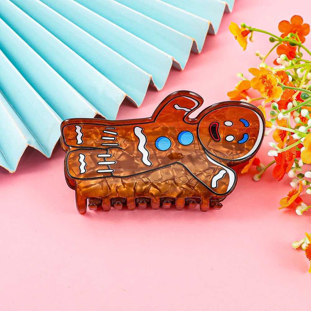 Cute Christmas Gingerbread Man Hair Claw Clip Adorable and Stylish Design Hair Grip Clip Fashionable Styling AccessoryW254021